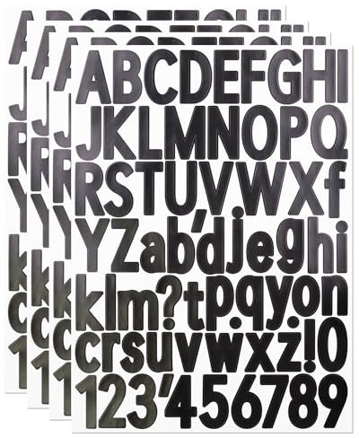 272 Pieces 1.5 Inch Small Vinyl Letter Number Stickers, Mini Waterproof Alphabet Number Stickers for Sign, Decor, Scrap Booking, Crafts - Black