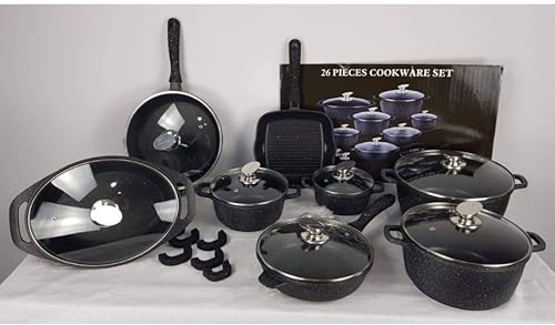 bavaria Batteria Set pentole Pietra lavica Biologica Antibatterica 26 Pezzi A861 con coperchi