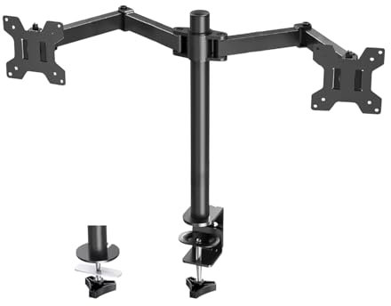 ZENTIKA Dual Monitor Stand - Double Monitor Arm for 13-32 inch LCD LED Screens - Adjustable Dual Arm with Tilt Swivel Rotation Fits 75/100 VESA Mount