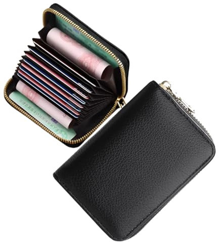 OQKAHIV 1 pcs Porte Cartes de Crédit, Portefeuilles et Porte Carte Homme Cuir Fermeture Eclair, Pochette Anti Piratage RFID, Porte Cartes Cuir Blocage RFID, avec Titulaire de la Carte de crédit Cash