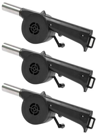 Wdesrgt 3 Piece Hand Grill Fan, Outdoor Grill Fan, Air Blower for BBQ Picnic, Hand Crank Grill, Grill Fan, Fire Bellows, BBQ Tools