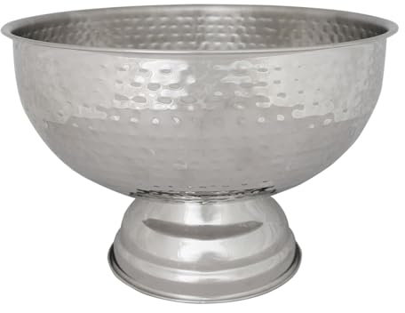 Rink Drink Stainless Steel Champagne Ice Bucket - 35cm Hammered - 1x Home Pub Garden Table Wine Champagne Water Beer Bottle Drinks Cooler