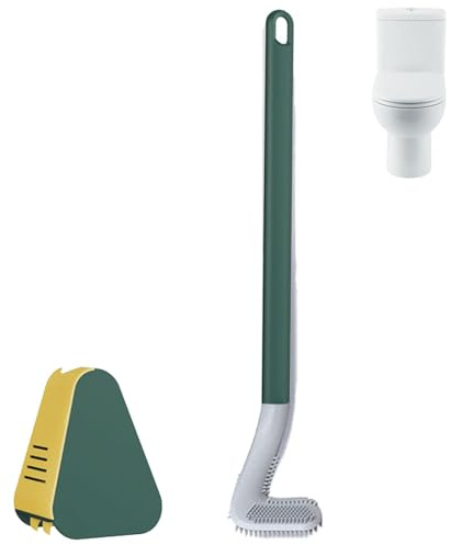 Golf-Toilettenbürste mit Halter - Flexibler Toilettenreiniger für das Badezimmer | Wand-Toilettenbürste mit exklusivem dreieckigem Kopf, effiziente WC-Bürste für eine gründliche Reinigung