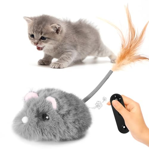 Pawingcat Remote Control Cat Toy Rechargeable Moving Cat Toy Cat Mouse Toy Interactive Cat Toys for Indoor Cats Automatic Cat Toy with 3-Speed Adjustment and 4 Directions