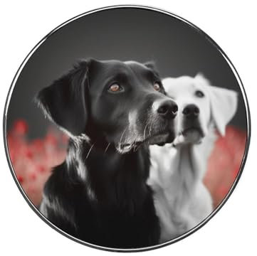 Magnetischer Kühlschrank-Aufkleber, rund, schwarz-weiß, Hund, bedruckt, Kühlschrankmagnete, dekorativer Kühlschrankaufkleber für Büroschränke, Whiteboards, Foto