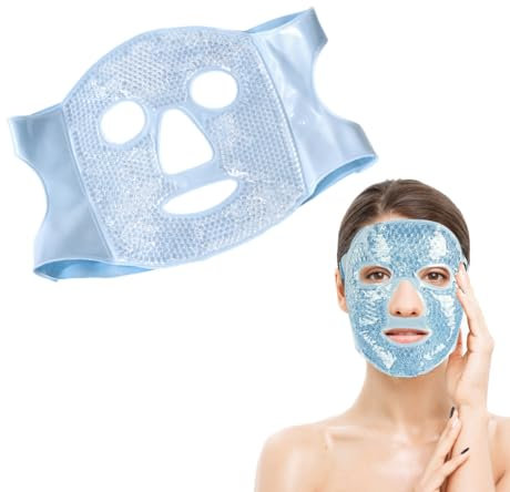 SGERUFZ Máscara Refrescante para Ojos, Máscara de Gel Reutilizable, Gel Perla para Ojos Hinchados, Antifaz Gel Frio para Ojos, Mascarilla Ojos Fria (Azul)