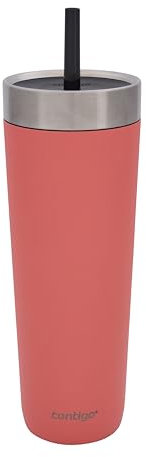 Contigo No-Spill Tumbler with Straw 720 ml | 100% Leak-Proof & Spill-Proof | Stainless Steel Vacuum Insulated Water Bottle with Lid | Cold for 14 Hours | Travel Mug | Thermal Flask | BPA Free