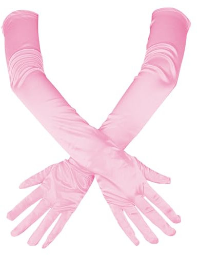 OAOSDH 1 Paar Rosa Handschuhe, Lange Handschuhe Von Frauen, Satinhandschuhe, Partykleiderhandschuhe, Elee Handschuhe.