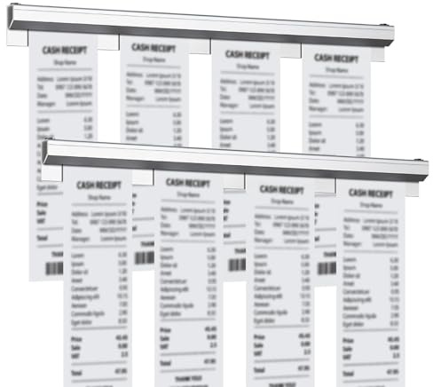2 Stück Bonhalter Tickethalter, Bonleiste Gastronomie, 30 cm | Zettelspießer, Quittungshalter für Restaurant, Haftender Halter für Restaurant, Bestellungen, Cafés, Quittungen, Küche, Bar