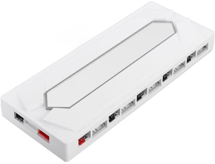 SENECESLI PC Case Fan HUB, Magnetic Basis Portable 5V 3Pin ARGB PWM HUB 1 to 10 for Computer CPU Fans (White)