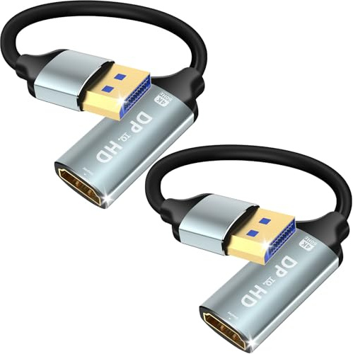 baolongking Displayport auf HDMI-Adapter, 4K 60Hz Audio-/Video-Synchronisation, Einweg-DP-1.2-Computer auf HDMI 2.0-Bildschirm, geeignet für HDTV/Monitor/Provenor/PROC (2 Stück)