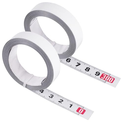 2 Stück Maßband Selbstklebend, 3 Meter Maßband-Aufkleber | Skalenbandmaß Metrisches Stahllineal zum Aufkleben, Kohlenstoffstahl Massband für Vermessung Werkbänke (Vorwärts, Rückwärts)