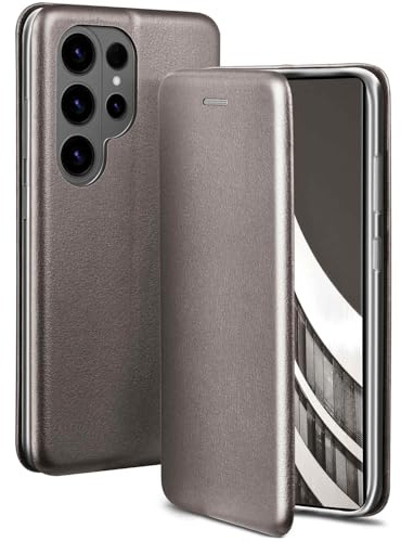 ONEFLOW Business Case für Samsung Galaxy S26 Ultra Handyhülle klappbar mit Standfunktion, Klapphülle Flipcase Cover Dünn, PU Leder Hülle mit Kartenfach, 360 Grad Schutzhülle, Taupe