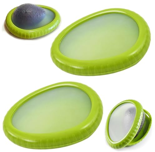 2 Piezas Recipientes Silicona para Alimentos de Aguacate, 14x10,5x2,5CM | Contenedores de Almacenamiento de Frutasm Reutilizable, Caja de Almacenamiento de Frutas de Silicona, Caja Verduras Nevera