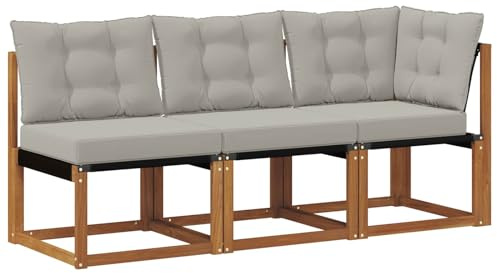 vidaXL 3 STK. Outdoor Mittel- und Ecksofa Natur