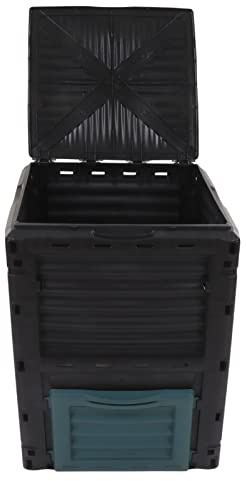 FTVOGUE Poubelle à Compost 300L, Plastique avec évent, Composteur de Grande capacité pour Cuisine et Jardin, Recyclage Efficace des Déchets pour Plantation