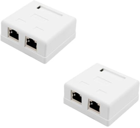 UTTASU Shielded CAT6 Network Junction Box Module with Gold Plated Contacts, T568A/B Support for Stable Data Transmission, Easy Mounting on Wall or Desk, White, Pack of 2