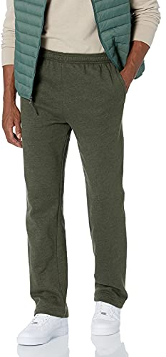 Amazon Essentials Pantaloni Sportivi in Pile con Fondo Aperto (Disponibili in Taglie Extra Forti) Uomo, Verde Oliva Puntinato, XL