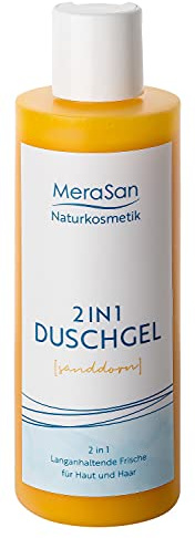 MeraSan 2in1 Duschgel & Haarshampoo Natural - vegane Naturkosmetik mit Sanddorn-Öl und Rügener Heilkreide für Haut und Haar - 200ml