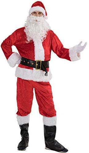 EraSpooky Weihnachten Erwachsene Deluxe Samt Weihnachtsmann Kostüm Anzug