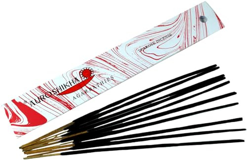 Auroshikha Räucherstäbchen - Indische Aromadüfte, Tearose Incense | Handgefertigte Räucherstäbchen, 10 g Packung, traditionelle Herstellung, sozial verantwortlich, aus dem Sri Aurobindo Ashram.