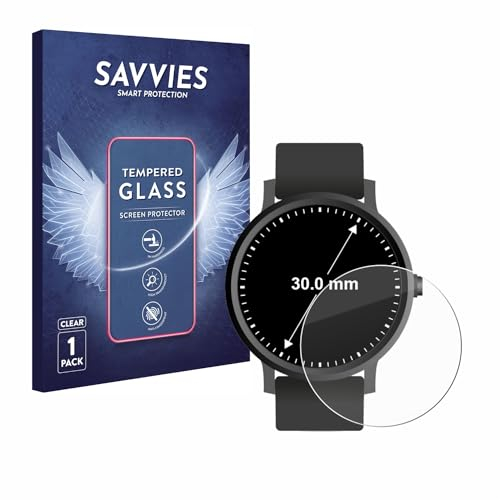 savvies Verre Trempé pour Montres (Circulaire, ø: 30 mm) Vitre Protection Ecran, Film Trempé de Verre, Dureté 9H
