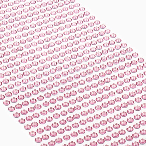 Movoja Rosane Strasssteine - runde Glitzersteine 880 Stück 4 mm selbstklebend zum Verzieren und Basteln | Schmucksteine zum aufkleben | Steinchen Dekosteine Bastelsteine Rosa