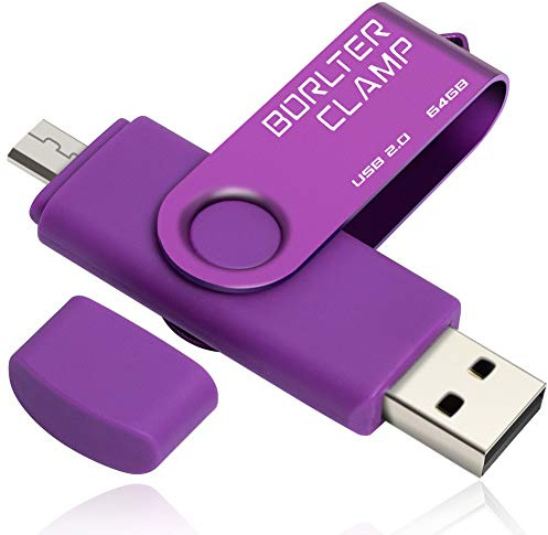 64GB OTG Memory Stick Dual USB Flash Drive, Thumb Drive with Micro USB Drive Port for Android Smartphone Tablet & Computer (Purple)