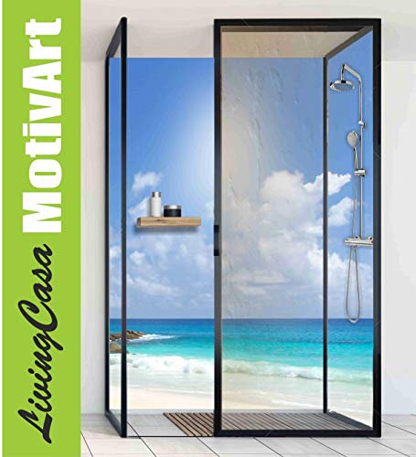 LivingCasa Eck Duschrückwand Rückwand Dusche Alu, Strand Palmen Meer Duc40 100x200cm