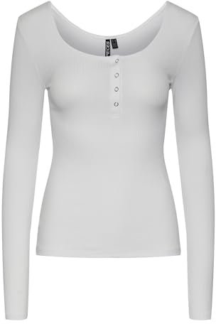 Pieces NOS Women's Pckitte Ls Top Noos B C Long Sleeve Top Not Applicable, White (Bright White Bright White), Large