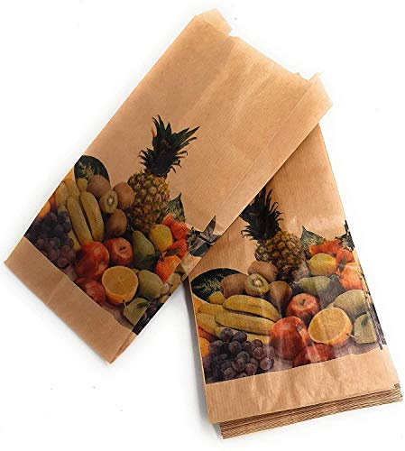 TODOKRAFT Feuchtigkeitsabweisende Kraftpapiertüten für Obst und Gemüse, 125 Stück, 18 x 33 cm, Kapazität bis 1,5 kg, recyceltes Kraftpapier, 40 g, für Obst, Märkte und Lebensmittelgeschäfte