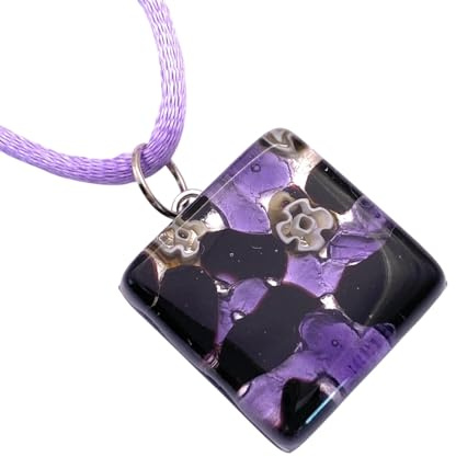 Glasanhänger, Murano Glasanhänger, handgefertigter Glasanhänger, Millefiori Anhänger, Blattsilber, Murano Glasschmuck, Glas aus Venedig, 2 cm x 2 cm (Diana)