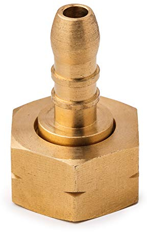 BFG Conector de Línea de Gas, 21,8mm Rosca Hembra Izquierda para 9-10mm Manguera, Latón, de Dos Segmentos para Instalaciones de Gas, Cilindros de Gas o Mangueras