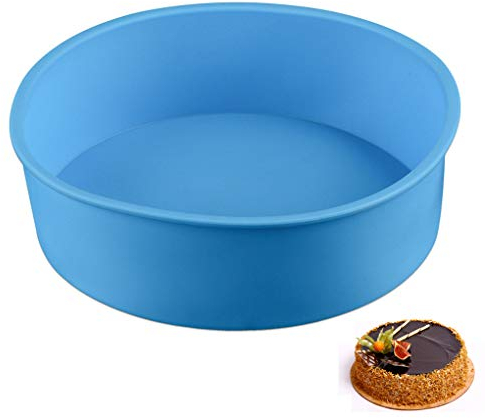 MKNZOME Silicone Bread and Loaf Tins Round Silicone Non Stick Baking Tray Cake Bakeware Baking Moulds Pan for Cakes,Loaves, Breads, Pie, Pancakes, Pizza and Lasagna (Round Cake Pan #2)