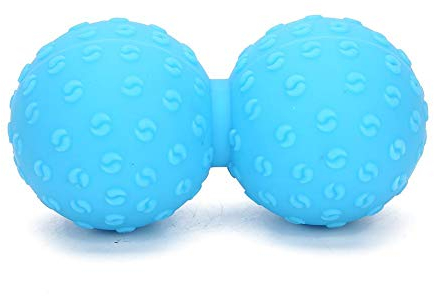 Massageball Doppelt Silikon,Erdnuss-Doppelmassageball, Silikon-Yoga-Massageball-Tiefenmuskel-Muskelmassagegerät für myofasziale Freisetzung, Reflexzonenmassage für Physio-Hinterbeine und -Füße(Blau)
