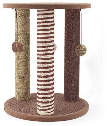 SONGWAY Kratzbaum mit Liegeplatz für Katze – Stabile Kratzsäule für Katzen Klein, Katzen Kratzmöbel, Kratzstamm mit Liegemulde und Spielzeug, Kratzpfosten für Katze, Katzenkratzer Spielzeug (Braun)