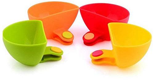 4 Pack Dip Clips Bowl Plate Clip-on Holder, Assorted Dip Clip Container Dish for Sauce, Salt Vinegar Sugar Flavor Spices Bowl/random Colour