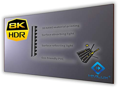 HiViLux® UST RahmenLeinwand Ultra Thin Zero Rahmen CLR/ALR für Laser TV: HiViPrism Cinema HDR Hochkontrast/8K/4K/3D (16:9 135Zoll 300x168cm)