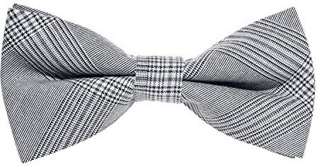 MASADA nœud papillon à carreaux Gris clair, réglable en continu, fait main et fermeture à crochet - 12 x 6 cm