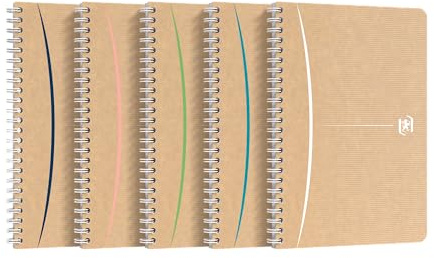 Oxford 400141845 Touareg Notizbuch, A5, liniert, 180 Seiten, recyceltes Papier, Spiralbindung, Einband aus Kraftpapier, zufällige Farbe, A5