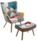 Totò Piccinni Sessel mit Hocker Design Patchwork Beine aus Buchenholz (Patchwork Party)