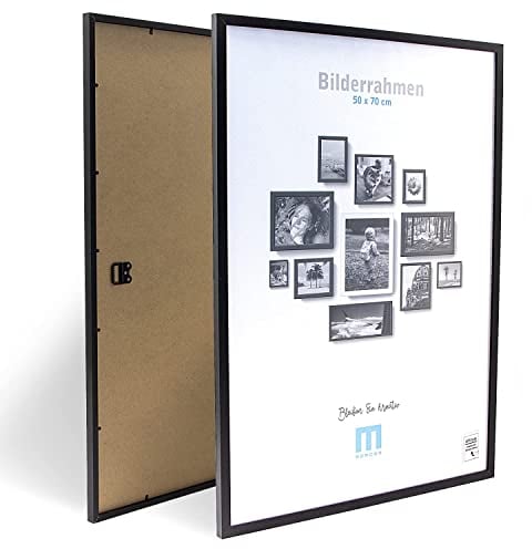 M MERCEO 50x70cm (1Stk) in Schwarz, minimalistischer & moderner Bilderrahmen für Fotos & Bilder. Inkl. Acrylglasschutz. Eignet sich für die Wand, Hochformat oder Querformat