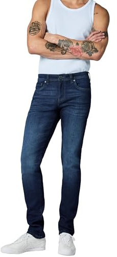 Peak Time Herren elastische Slim Fit Jeans Mid Waist 5-Pocket Flex Stretch Denim mit Bio-Baumwolle (GOTS zertifiziert) Mailand Dark Blue Gr. 38W/34L