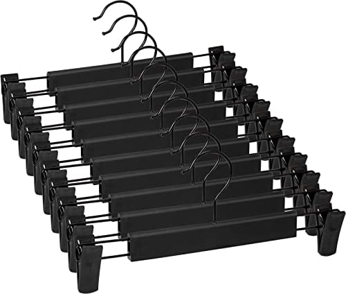 Lamitocs Set di 10 Grucce, con 2 clip antiscivolo e regolabili, girevole a 360 gradi con gancio Grucce per Pantaloni, per Gonne, Calze, Camicie (Nero)