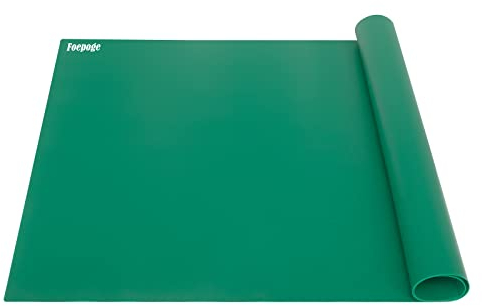 Foepoge Silikonmatte Groß 92x61 cm Bastelmatte für Epoxidharz Handwerk Schmuckherstellung, Mehrzweck Arbeitsmatte Silikon Unterlage für Resin Gießharz, Tischset, Platzset, Tischmatte, Dunkelgrün