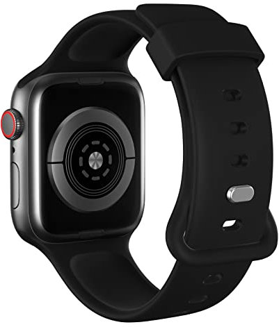 AOTUAO Sport Straps Compatible with Apple Watch Strap 45mm 44mm 42mm, Soft Silicone Sport Band Replacement for iWatch Strap Series 9 8 7 6 5 4 3 2 1 SE Women Men, Black