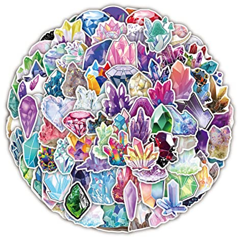 Bric Dodo 100 Stück Kristall Aufkleber Wasserflaschen Laptop Telefon Gitarre Skateboard Computer Crystal Vinyl Stickers Wasserdicht Ästhetisch Aufkleber für Jugendliche Kinder Erwachsene