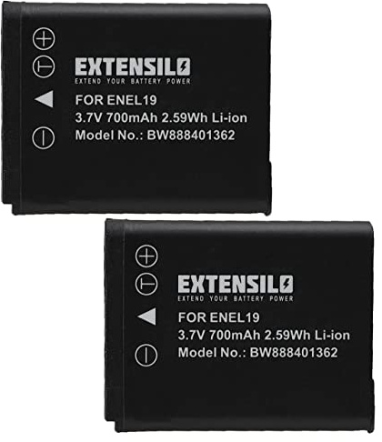 EXTENSILO 2x Battery compatible with Nikon Coolpix A300, A100, S2800, S2700, S2750, S2500, S100, S2600, S2550 Camera DSLR (700 mAh, 3.7 V, Li-Ion)