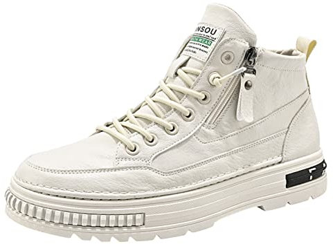 Walkingschuhe Damen mit Dämpfung Laufschuhe Herrenschuhe Kleine weiße Schuhe High Top Retro Boardschuhe Studenten Modische Turnschuhe mit dicken Sohlen Outdoor Freizeitschuhe Walkingschuhe