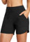 Baleaf Short de Bain pour Femme de 12,7 cm, Taille Haute, contrôle du Ventre, Short de Plage avec Doublure, Noir, L